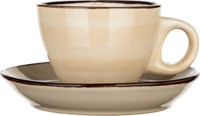 Set de 6 cești cu farfurioare Banquet Palas 90 ml, crem