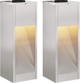 vidaXL Lampa de parcurs LED solar 2 pcs Argintiu Oţel inoxidabil
