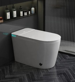 Smart WC 939 – Vas de Toaletă Inteligent cu Bideu, Sterilizare UV, Deschidere/Închidere automată, Senzor picior, Control inteligent al Temperaturii, Uscare aer cald, Iluminare de noapte, Afișaj LED, Telecomandă, Ceramică, Alb