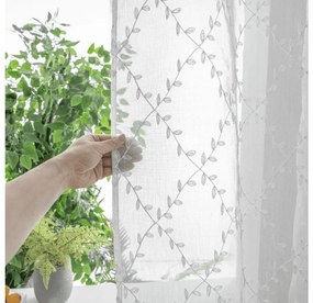 Perdea alba VINTORA cu model de frunze 140x250 cm Agatat: Inele metalice