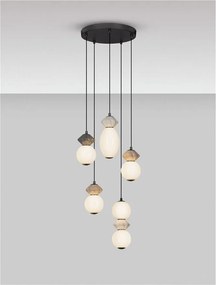 Lustra LED suspendata decorativa ceramica mocha, gri, alb, PALLINA 5L