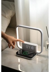 Lampă LED dimabilă de masă cu ceas deșteptător și încărcare Qi Immax 08994L 18W/230V alb