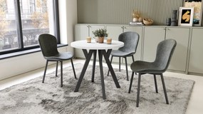 Mazzoni ALMO 80 Alb Mat/picioare negre - MASĂ ROTUNDĂ CU PICIOARE Y LOFT/INDUSTRIAL PENTRU BUCĂTĂRIE LIVING SAU SUFRAGERIE