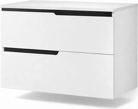 Mobilier cu blat pentru lavoar 60 cm, sertare soft-close, alb mat, Fluminia Bari Alb