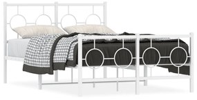 376290 vidaXL Cadru de pat metalic cu tăblie, alb, 120x190 cm
