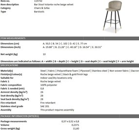 Scaun de bar design elegant LUX Volante, bej 115732 HZ