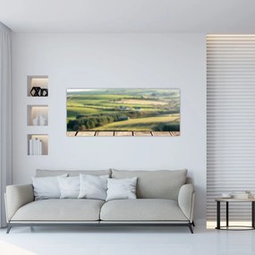 Tablou - Raft din lemn cu peisaj (120x50 cm)