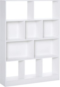 HOMCOM Bibliotecă raft Mobilier de Depozitare 5 nișe + 5 rafturi Panouri Particule Alb | Aosom Romania