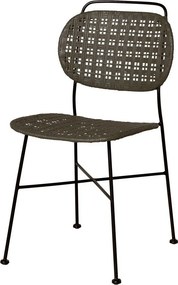 Scaun verde din metal si rattan, "Auro"