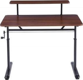 RESIGILAT- ERGOLEV WX-007 – Birou Reglabil Manual cu Înălțime Ajustabilă 65–90 cm, Blat Monobloc din PAL de Înaltă Densitate 15 mm, Cadru Metalic din Oțel, Raft Superior Integrat, 100x60 cm, Walnut