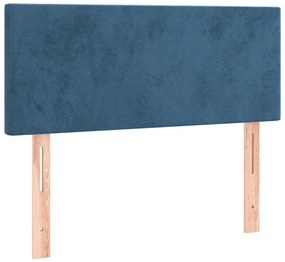 Pat box spring cu saltea, albastru inchis, 100x200 cm, catifea Albastru inchis, 100 x 200 cm, Design simplu