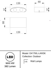 Aplica de perete exterior cu iluminat arhitectural IP54 LED Strato alb