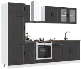 vidaXL Set dulap de bucătărie 8 piese „Porto” lemn negru prelucrat