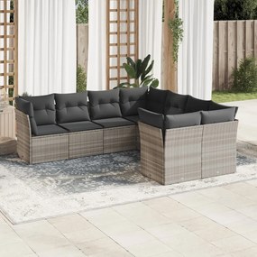 3250431 vidaXL Set mobilier de grădină cu perne, 8 piese gri deschis poliratan