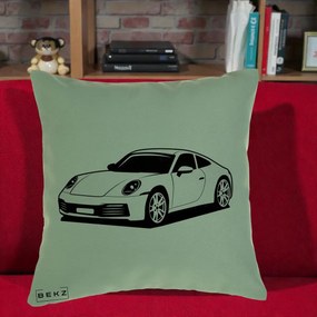 Perna Personalizata Porsche 911 Silueta, 40x40 cm, Verde, Husa Detasabila, Perna Inclusa, BEKZ®
