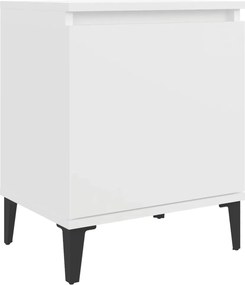vidaXL Noptieră cu picioare metalice, alb, 40x30x50 cm
