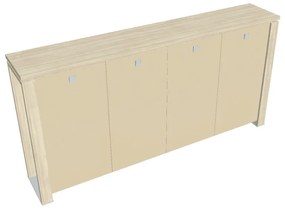 Dulap mediu pentru haine Verno+ 260 x 46 x 130 cm, uși de sticlă, salcâm / vanilie