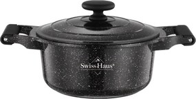 Oala cu capac Swiss Haus SH-MC24B, 4,3 l, 24 cm, Acoperire ceramica Sapphire, Cuptor pana la 220°C, Toate plitele inclusiv inductie, Negru