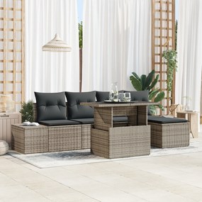 vidaXL Set canapele de grădină 6 piese cu perne gri din ratan sintetic