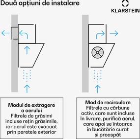 Klarstein BigBite hota înclinată | mod de evacuare a aerului și recirculare | sticlă de siguranță | 417 m³/h | 90 cm