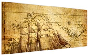 Tablou - Harta veche (120x50 cm)