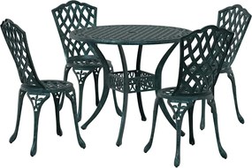 vidaXL Set de masă pentru grădină 5 pcs Verde Aluminiu