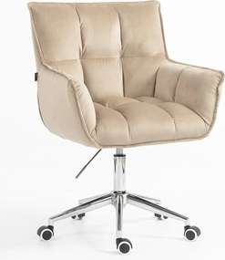 HR560K Scaun Catifea Latte cu Bază Cromata