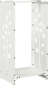vidaXL Suport pentru lemne de foc alb 40x30x80 cm Oțel laminat la rece