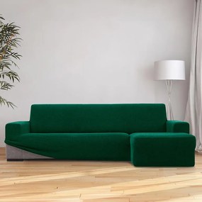 Huse super elastice HARMONIA verzi canapea cu otoman dreapta (l. 210 - 320 cm)