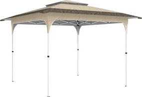 Outsunny Cort pliant 3,5x3,5 m Pop-up cu înălțime reglabilă pe 3 niveluri Acoperiș dublu Închidere centrală și husă UPF50+ Kaki | Aosom Romania