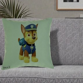 Perna Personalizata Chase PAW Patrol Albastru, 40x40 cm, Verde, Husa Detasabila, Perna Inclusa, BEKZ®