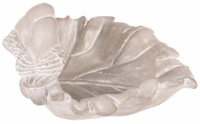 Alimentator de păsări din beton Frunză, gri , 21 x17 x 9 cm