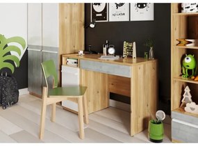 Birou Piano Cu 1 Usa Si 1 Sertar, Stejar Nash, Alb Si Beton, 120 Cm