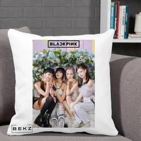 Perna Personalizata K-pop BLACKPINK Foto Grup, 40x40 cm, Alba Mata, Husa Detasabila, Perna Inclusa, BEKZ®