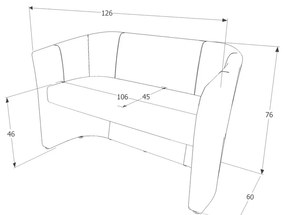 Canapea Cuba, două locuri, gri