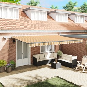 vidaXL Marchiză Retractabilă Manuală cu Dungi Multicolore LED 500x300 cm.