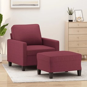 3201035 vidaXL Fotoliu canapea cu taburet, roșu vin, 60 cm, material textil