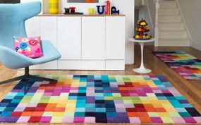 Covor Patch Bedora, 200x300 cm, 100% lana, multicolor, finisat manual