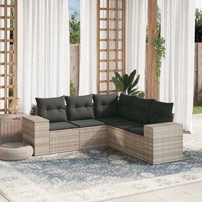vidaXL Set canapele de grădină cu perne, 5 piese gri deschis poliratan