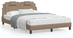 3214012 vidaXL Cadru de pat cu LED, cappuccino, 120x200 cm, piele ecologică