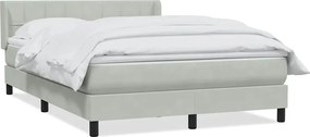 vidaXL Pat box spring cu saltea, gri deschis, 160x220 cm, catifea