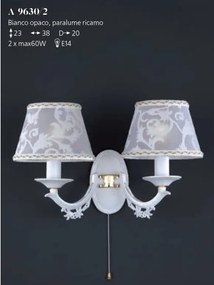 Aplica de perete cu 2 brate design italian din alama cu metal alb 9630
