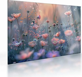 Tablou pe sticlă - Flori în culori pastelate (70x50 cm)