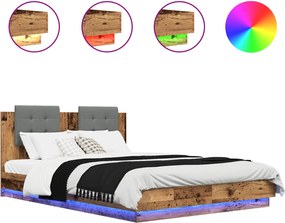 vidaXL Cadru de Pat cu Tăblie Lemn Vechi 120 x 200 cm Lemn compozit