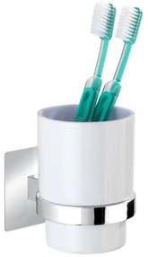 WENKO Pahar pentru periuțe de dinți TURBO-LOC QUADRO ED. 7x9,5 cm, crom lucios/alb - 23847800