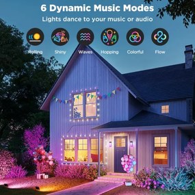 Govee - Set de 4 proiectoare LED RGBICWW reglabile, 24W/230V, IP66, compatibile Matter, Wi-Fi