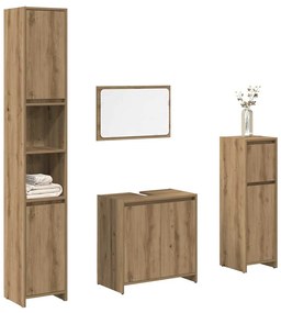 vidaXL Set mobilier de baie, 4 piese, stejar artizanal, lemn prelucrat