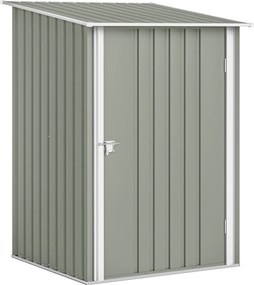 Outsunny Căsuță de Grădină 0.92m² din Oțel Galvanizat, Depozit pentru Unelte cu Ușă Batantă și Sistem de Blocare, Acoperiș Înclinat, 100x104x160 cm, Gri Deschis | Aosom Romania