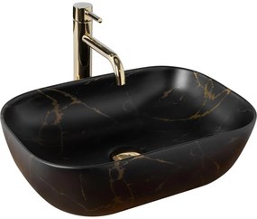 REA-U8908 - Lavoar BELINDA pentru blat 33,5x46,5 cm ceramică/negru/decor marmură