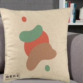 Perna Decorativa Abstract Forme Fluide Coral, 40x40 cm, Bej, Husa Detasabila, Perna Inclusa, BEKZ®